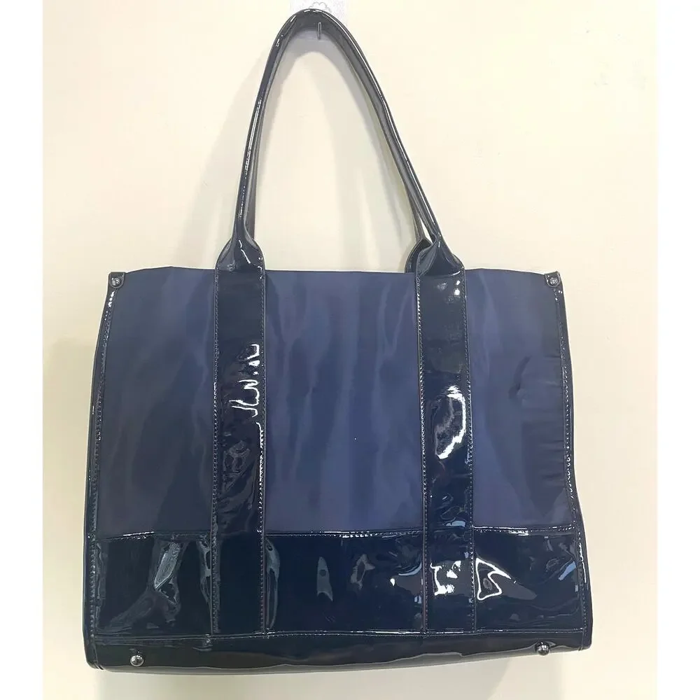 Aimee Kestenberg Navy Blue Heston Tote Patent Preppy Professional